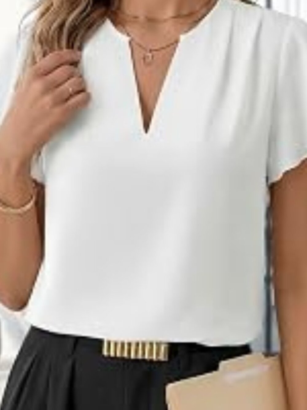 Knotted Front Asymmetrical Hem Blouse (10) White